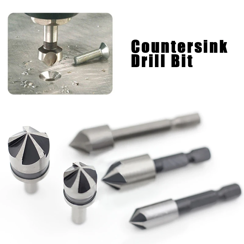 5pc Industrial Countersink Drill Bit Set 5 Flutes Counter Sink Woodworking Drill Bits Metal Working Chamfer Chamfering Cutter 5pc Industrial Countersink Drill Bit Set 5 Flutes Counter Sink Woodworking Drill Bits Metal Working Chamfer Chamfering Cutter