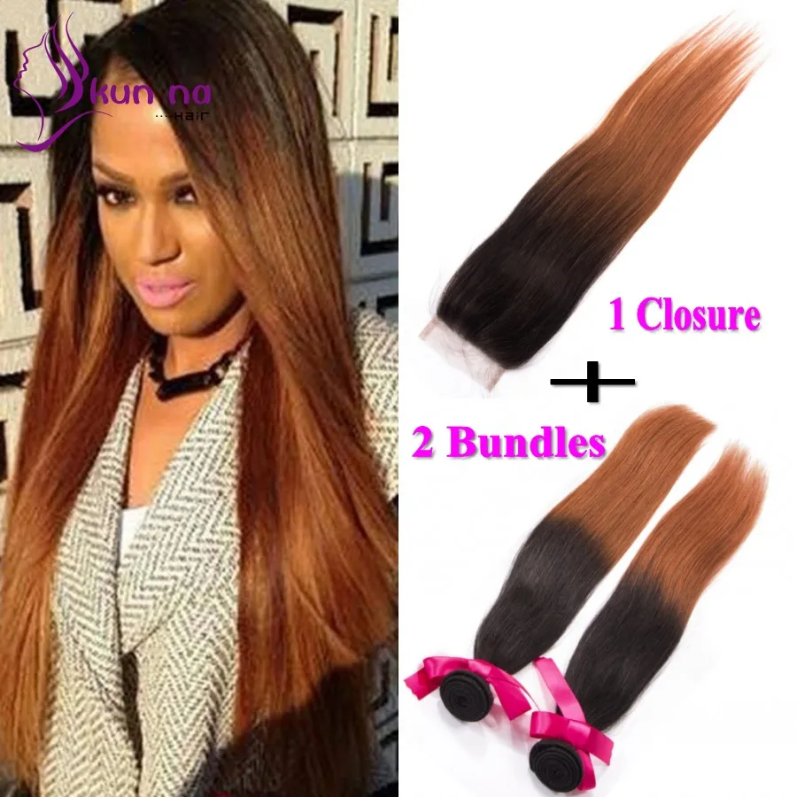 Ombre Color T1b 30 Silky Straight Brazilian Virgin Hair Wefts Human 435