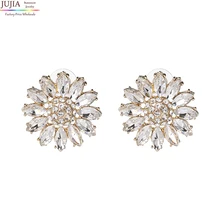 3 цвета; высокое качество Женская мода хороший дизайн Полный Хрустальный цветок себе Стад Серьги для женщин ювелирные изделия оптом