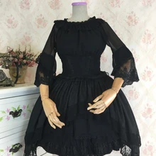 Готическая Высокая талия черная юбка асимметричная короткая юбка лолита