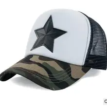 10 шт./партия, сетчатая бейсболка с вышивкой звезды, модная летняя камуфляжная бейсболка, Кепка для мужчин и женщин