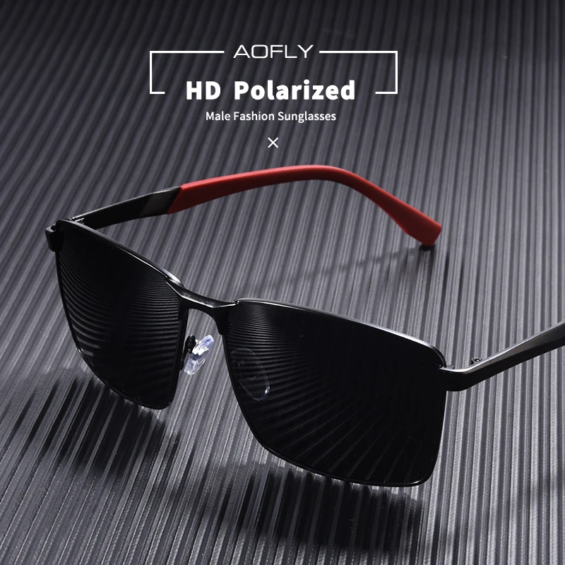 Goedkoop Aofly Vintage Retro Merk Designer Mannen Gepolariseerde Zonnebril Vierkante Klassieke Mannen Shades Zonnebril Mannelijke Eyewear UV400 AF8189