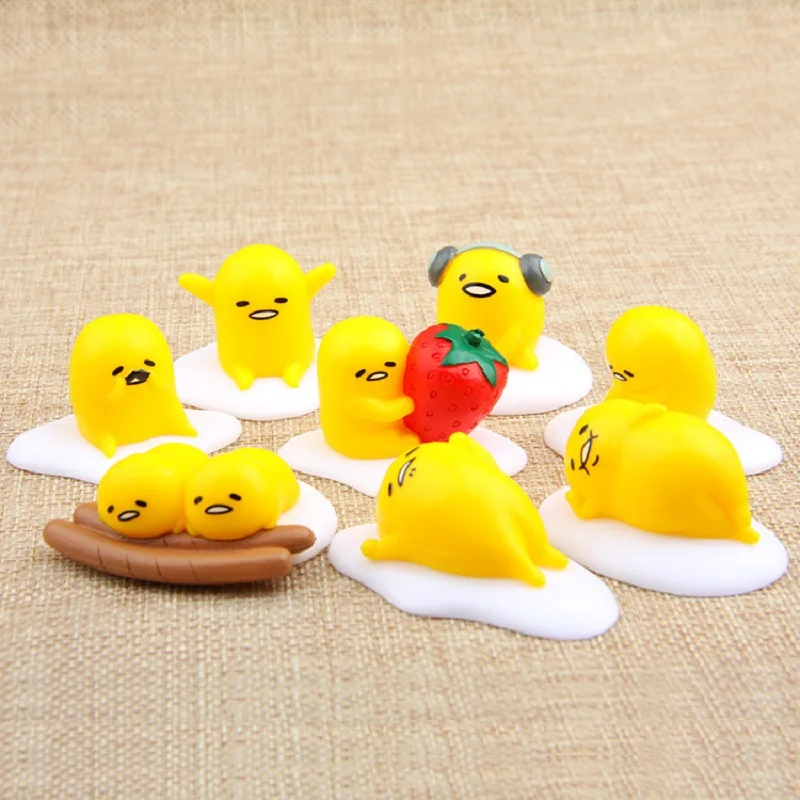 

New Arrival 8pcs/set Japanese Anime Gudetama Yolk Delicious Food PVC Figures Toys DIY Micro Landscape Decoration Children Toys