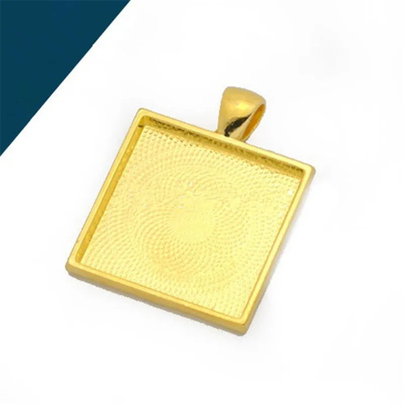 New10pcs DIY Square Pendant Cabochon Tray Base Lace Pendants Blank Bezel Settings Perfect Fit 25mm Glass Cameo | Украшения и