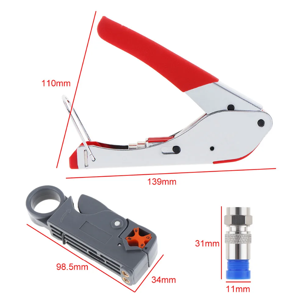 Crimping Tool Connector Compression Tool Crimper for Coaxial RG6 RG59 F BNC RCA Coax Cable High Quality