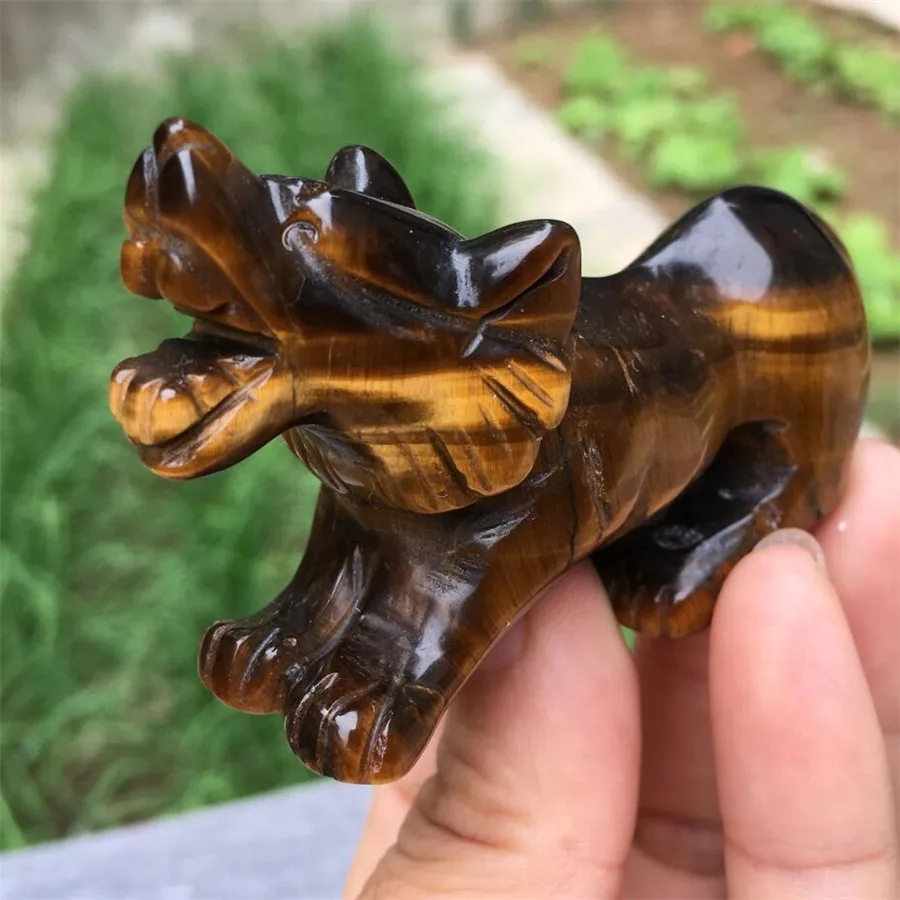 

95g Natural Tiger's eye jasper wolf Skull quartz Hand Carved crystal