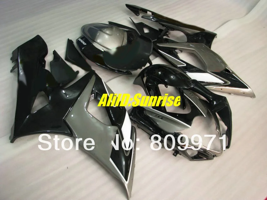 

S412 ABS Silver gloss blk full Fairing for SUZUKI GSXR1000 2005 2006 GSX-R1000 05 06 GSXR1000 K5 05 06 2005 2006 Injection mold