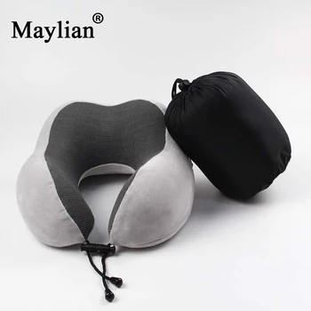 

High quality U Shaped Memory Foam Neck Pillows Soft Slow Rebound Space Travel Pillow Solid Neck Cervical Healthcare Bedding P179