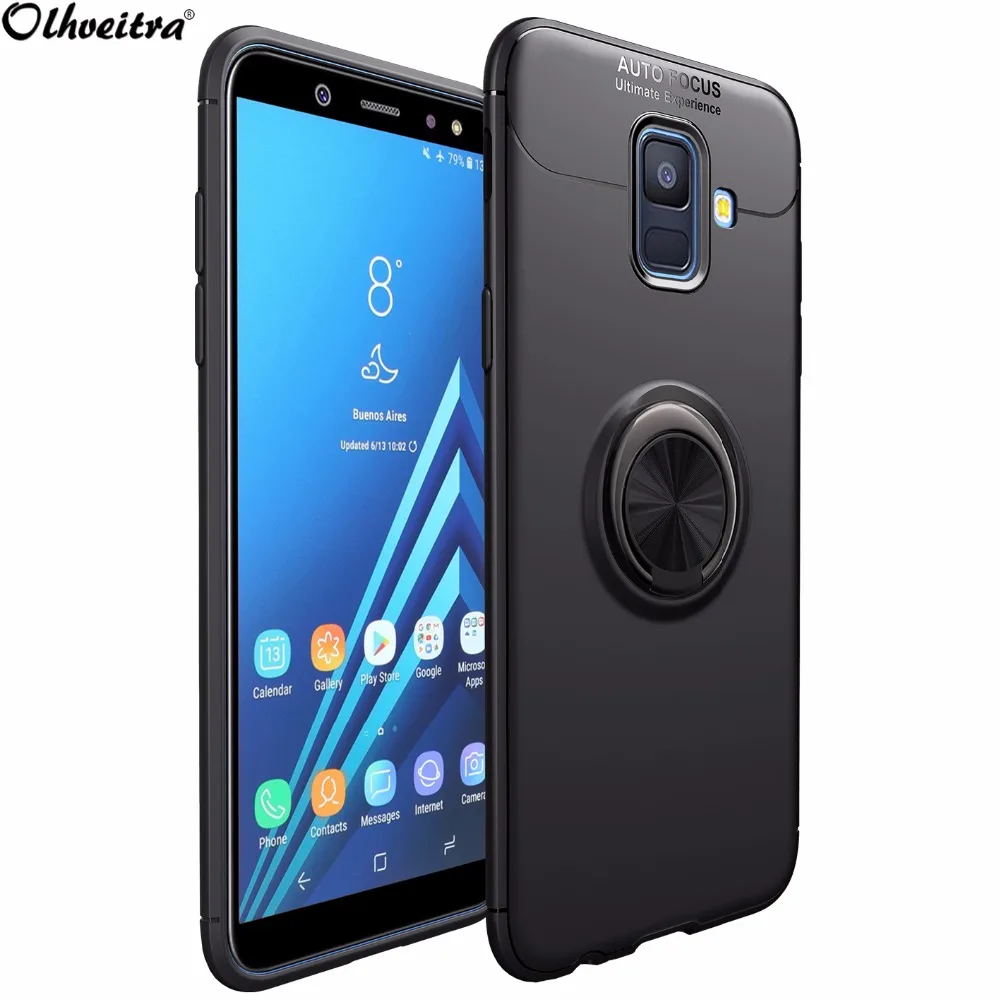 ТПУ задняя крышка для Samsung J8 J6 J4 2018 чехол палец кольцо держатель оболочки матовый