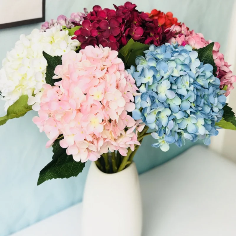 

55CM Big Hydrangea Fake Flower Artificial Hydrangea Blue Flower Flower DIY Silk Accessory for Party Home Wedding Decoration