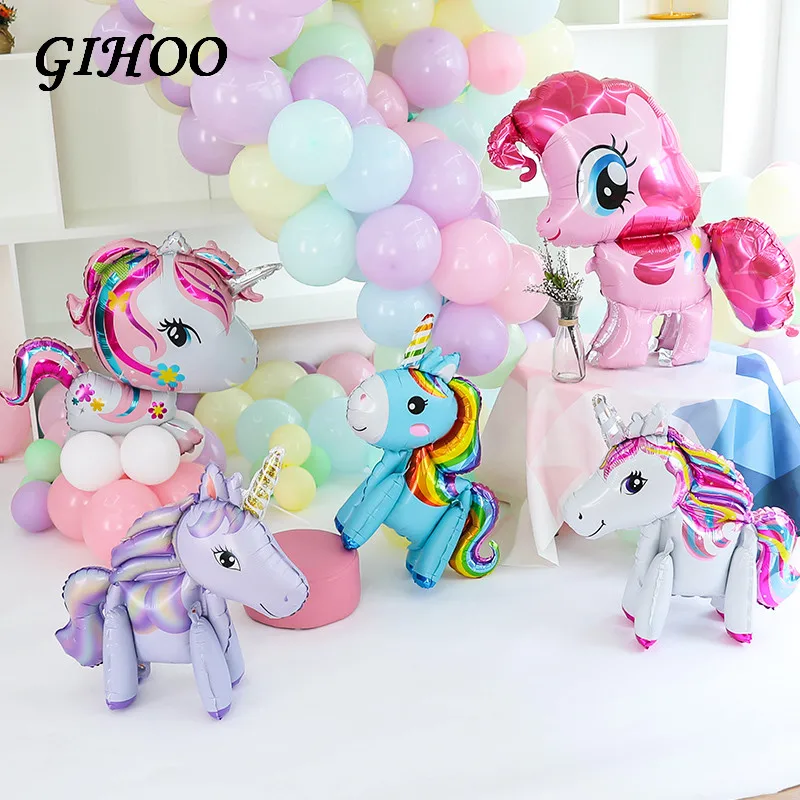 

1pcs 3D cute rainbow helium foil balloons cartoon animal balloon baby shower birthday party wedding Decortion globos