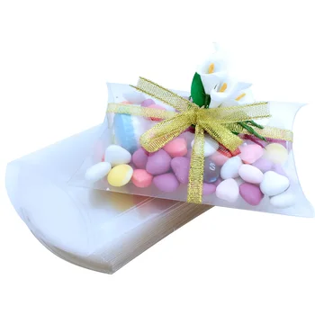 

Wedding Gift Boxes 50 pcs Pillow Shape Transparent Candy Box PVC Gift Box for Wedding Party Favor Decor 12*8*2.5CM Larger Size