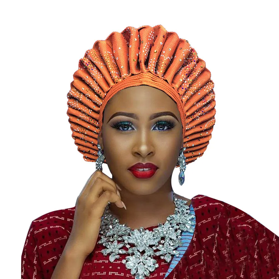 

African headtie aso ebi gele for women aso oke headtie gele with stone in many colors