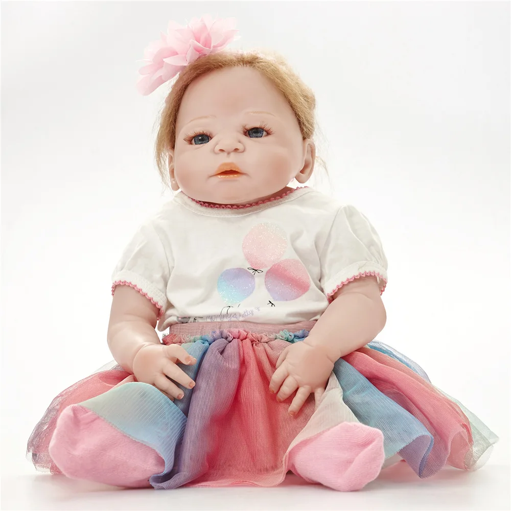

Full Silicone Vinyl Reborn Baby Doll Realistic Girl Babies Dolls 22 Inch 55 cm Lifelike Princess Kids Toy Children Birthday Gift