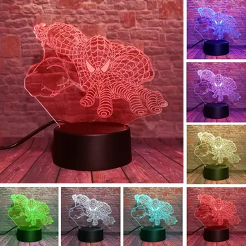 

Creative New Cool Hero Marvel Avengers Spider Man 7 Colors USB Hologram Lamp Action Figure Baby Sleeping Decor Friend Toys Gifts