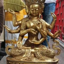 Bi001872 37 Тибет Медь Бронза Gild Namgyalma Трех сторон Восемь Руку Гуань инь Гуань-инь