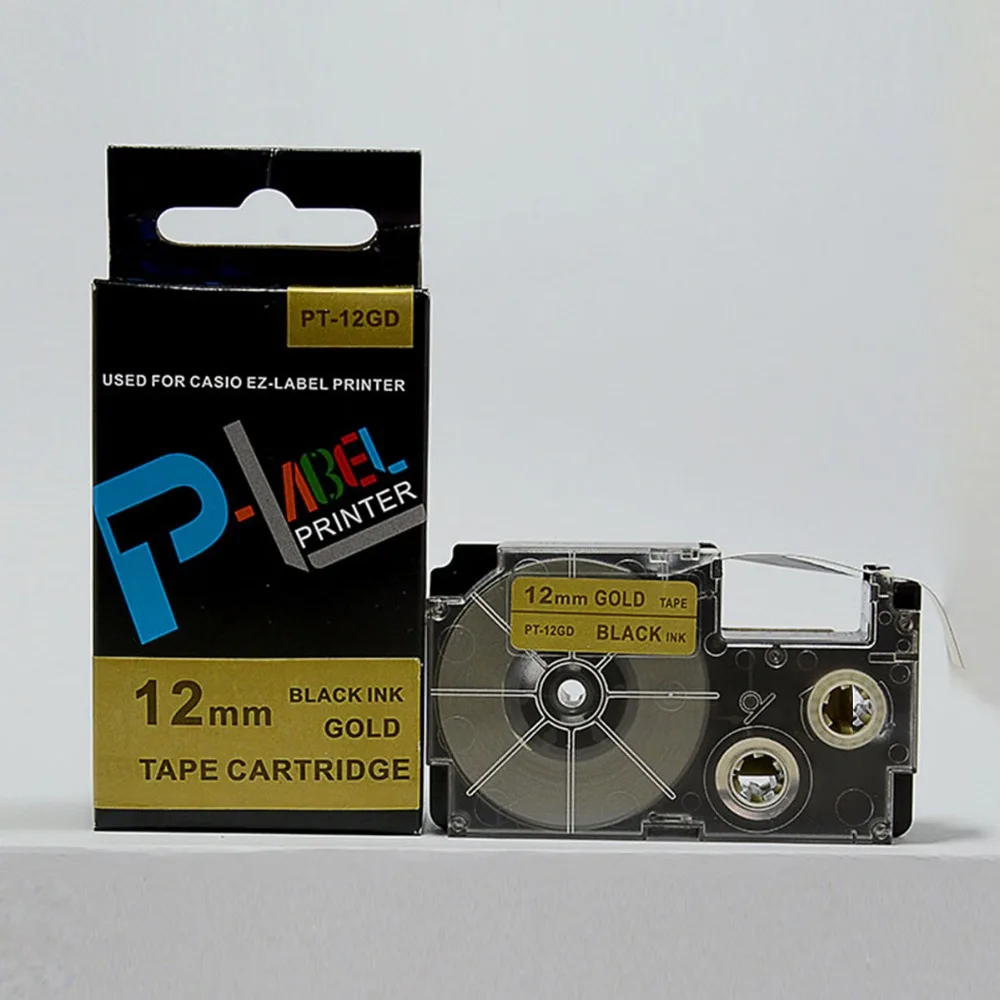 3PK высокого качества Совместимость 12 мм XR-12GD черный на GOLD label ленты для KL/EZ принтер этикеток