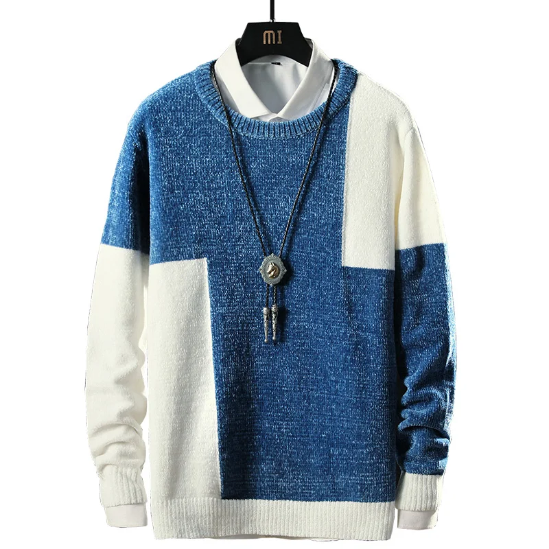 Падение доставка Для мужчин Рождественские свитера с круглым вырезом Slim Fit Вязание лоскутное пуловер M-3XL ABZ68