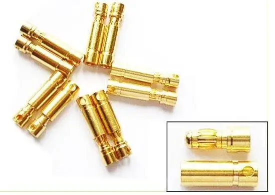 20pcs/lot 2.0mm 3.0mm 3.5mm 4.0mm 5.0mm 5.5mm 6.0mm 8.0mm Gold Bullet Banana Connector Plug For ESC Battery Motor ESC (10 pair) 3
