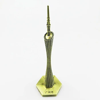 

Chinese Famous Guangzhou Tower Figurines Ornaments Zinc Alloy Crafts Souvenir Tower Building Model Home Office Desk Decor Gifts
