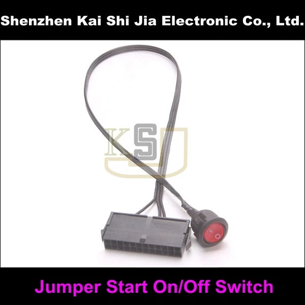 Free Shipping Quality PC 24 Pin ATX/EPS Power Supply Jumper Start On/Off Switch With Lightin