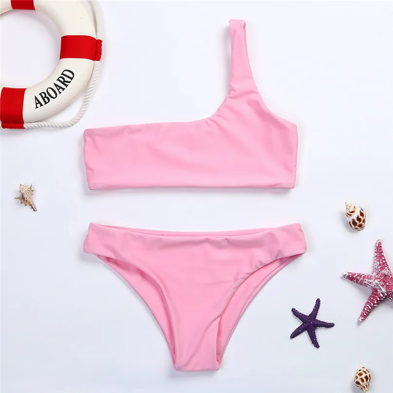 One-shoulder split bikini swimsuit (5)