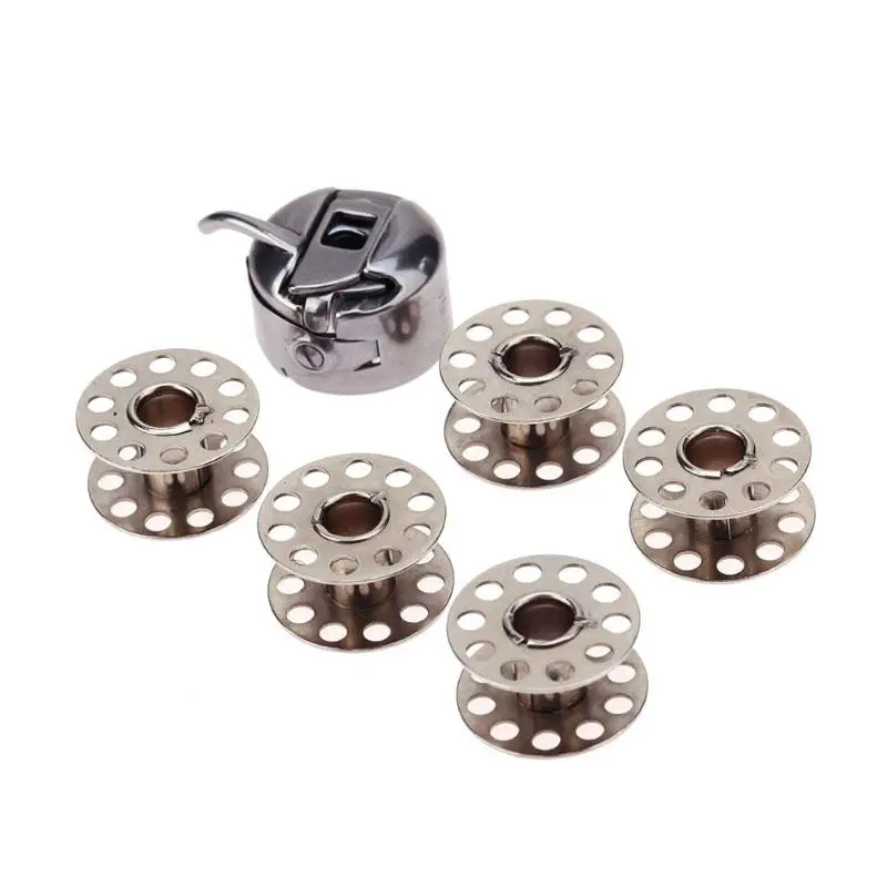 

1pc Bobbin Case + 5pcs Bobbins for Sewing Machines Household Industrial Sewing Accessories Sewing Tools