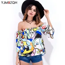 2017 Women Summer Blouses Fashion shirt blouse off shoulder top blusas Print plus size womens tops clothing sexy korean costume