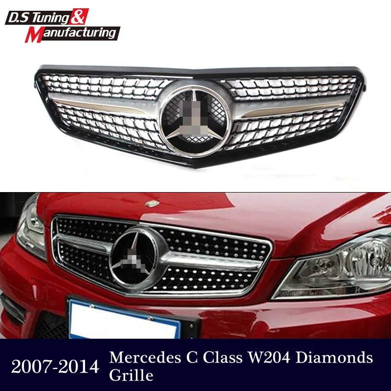 Mb Mercedes C Class 20072014 Silver Diamond Grill For Benz W204 4door
