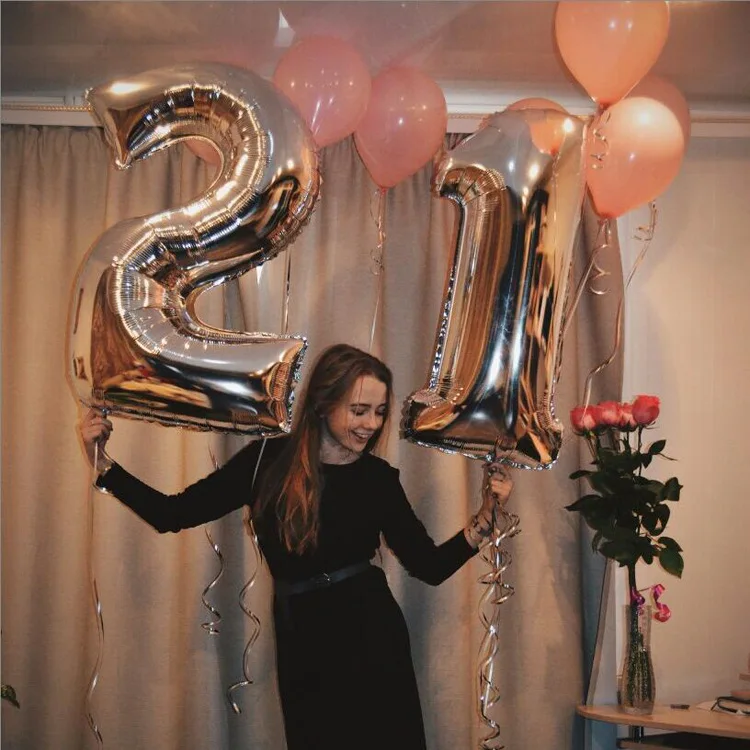 Рисунок на воздушном шаре Фольга 40 дюймов лет баллон гелия номер Happy 18 дней