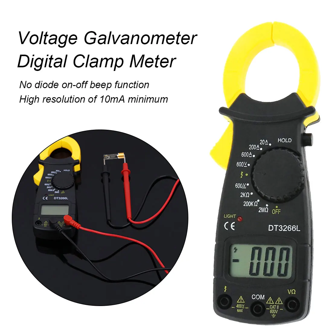

Clamp Pincers Voltmeter Ammeter Ohm Current Voltage Tester Digital DT-3266L Clamp Meter 600A AC/DC Multimeter Current