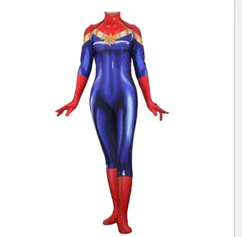 

Captain Marvel Ms Marvel Carol Danvers Cosplay Costume Zentai Bodysuit Suit Jumpsuits