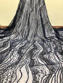 

top grade tulle lace African French fabric embroidery cord lace fabric S-92919 with beads