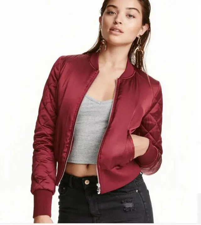 

2018 Spring Winter Women Short Bomber Jacket Femme Baseball Jackets Coat Solid Color Long Sleeve Zipper Female Outerwear Tops