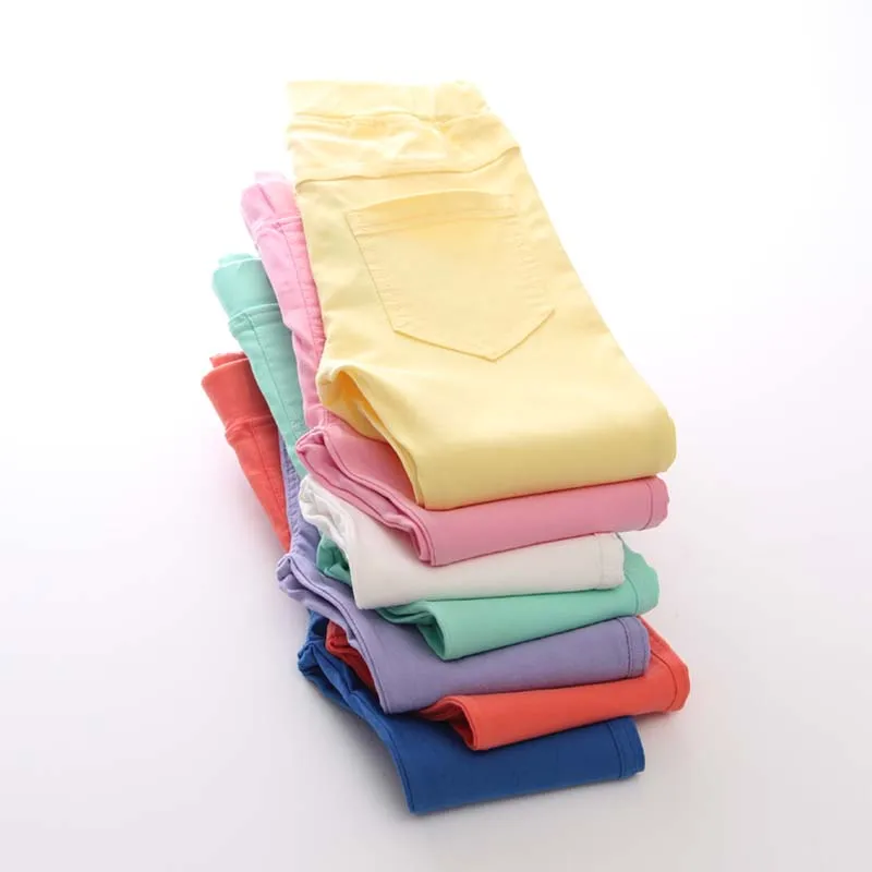 New Autumn Baby Clothing Hot Girls Jeans Candy Color Skinny Children Pants Baby Casual Long Pants Toddler Girls  Trousers 3