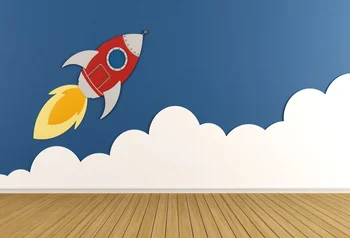 

Laeacco Baby Cartoon Backdrops Spaceship Cloudy Wooden Floor Sky Child Portrait Photography Backdrops Photocall Photo Studio