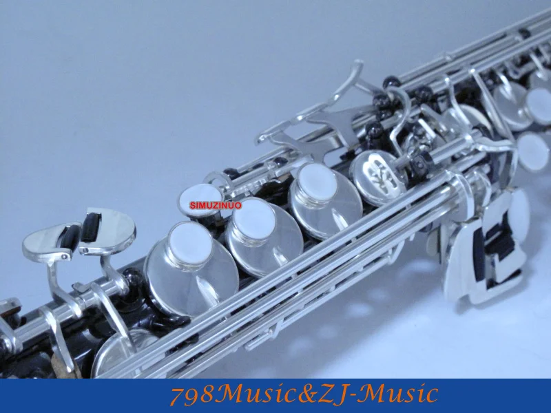 Черный никелевый Сопрано-саксофон Bb key to High F key и G key-2 шеи