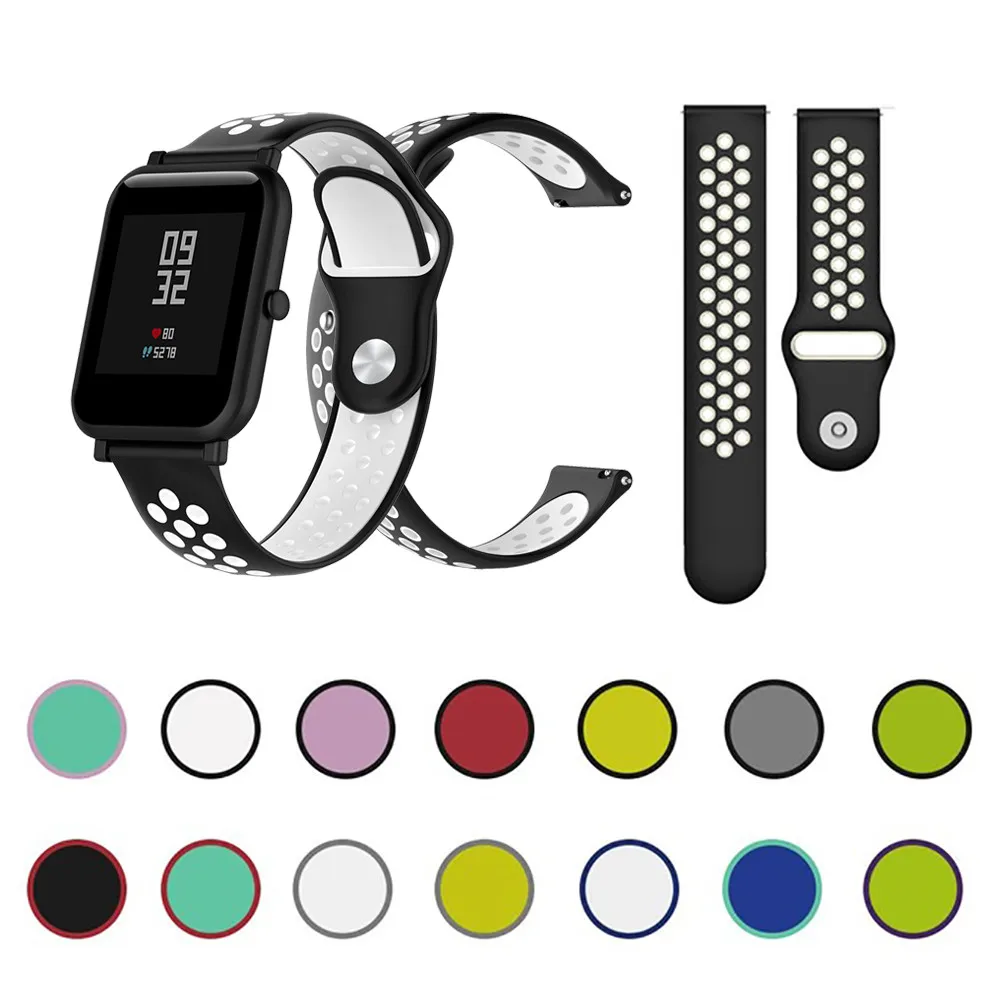 20 мм силиконовый ремешок для часов Xiaomi Huami Amazfit Bip сменный двойной цвет ТПУ Смарт