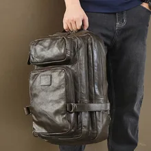 Мягкий кожаный рюкзак Натуральная воловья кожи, большой емкости, мужской рюкзак из натуральной кожи для 15,6 дюймов, рюкзак для ноутбука