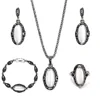 4pcs  Vintage Opal Stone Jewelry Set Fashion Pendant Necklace Set Antique Jewelry Party Costume Bridal Jewelry Sets ► Photo 2/6