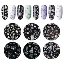8 шт./компл. рождественские изображения голографический ногтей Фольга комплект со снежным цветком Star DIY Красота Стикеры ногтей, для маникюра, 3D клей советы для маникюра
