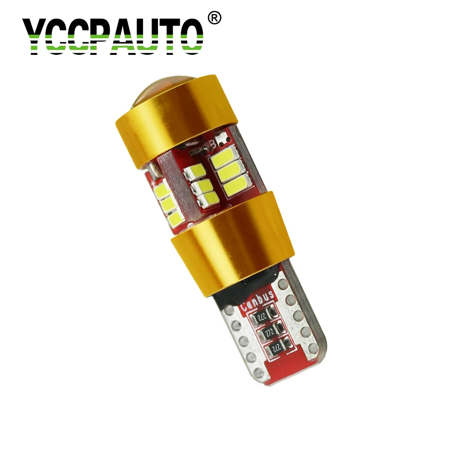 

Gfoloza T10 W5W Car Led Light Bulb With Lens 3014 27SMD Auto License Parking Lamp Clearance Reading Lights White Red Yellow 1PC