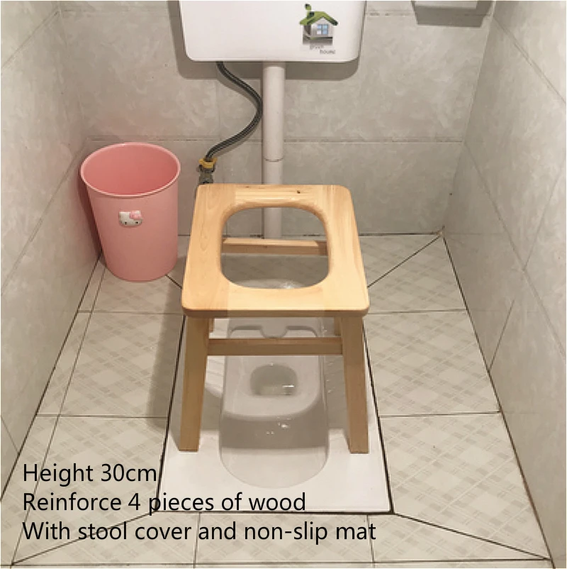 Wooden Household Potty Chair Simple Moveable Old People and Pregnant Woman Commode Chair Strengthening Non-slip Potty Stool - Цвет: A3