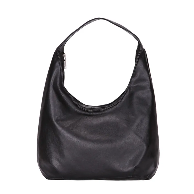 Женская модная кожаная сумка-хобо, сумка, сумки через плечо, Ковенская и простая сумка, модная сумка для женщин 0810 - Цвет: Черный