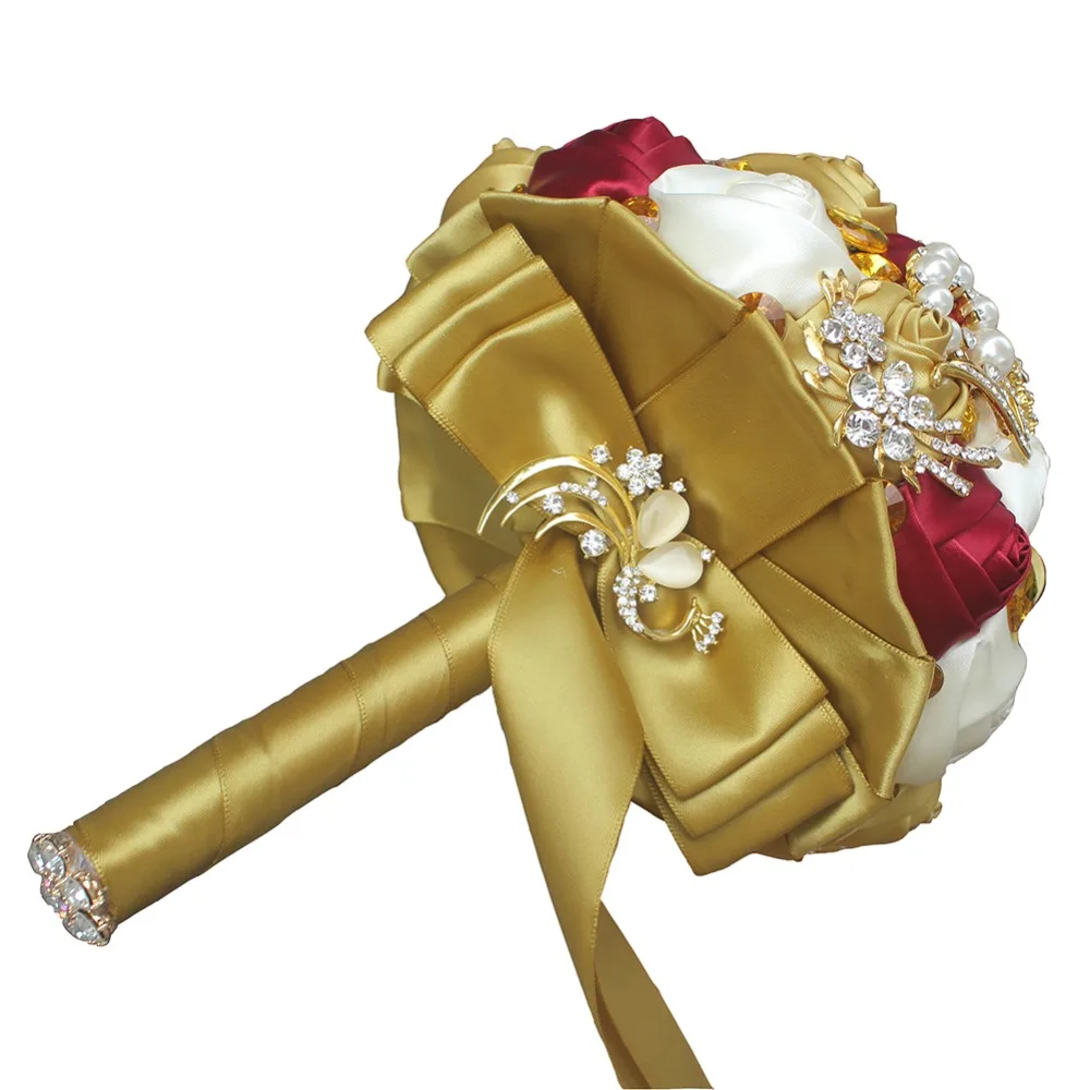 WifeLai-Золотая брошь с бриллиантами свадебные букеты свадебные хрустальные шелковые цветы Свадебные букеты de noiva заводской заказ W227Q