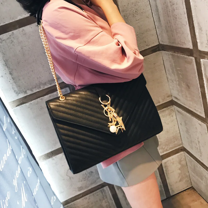 

Chain Bag Female 2018 New Style European and American Fashion Single Shoulder Bag V Pattern Small Square Bag Ins Super Bag