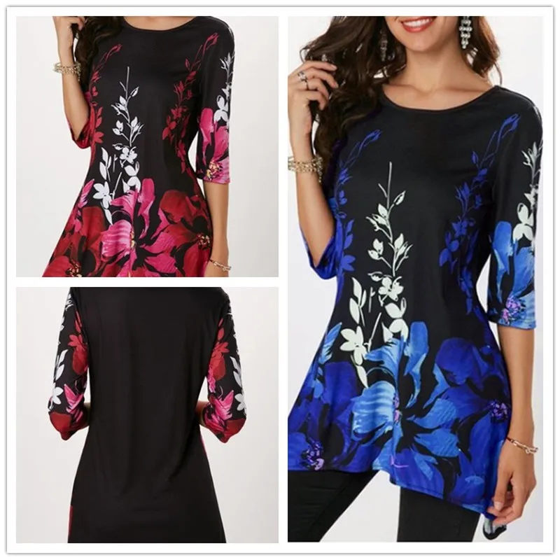  New Arrival 2019 Spring Summer T Shirt Tops Women Half Sleeve O-Neck Print T Shirt Casual Vintage F