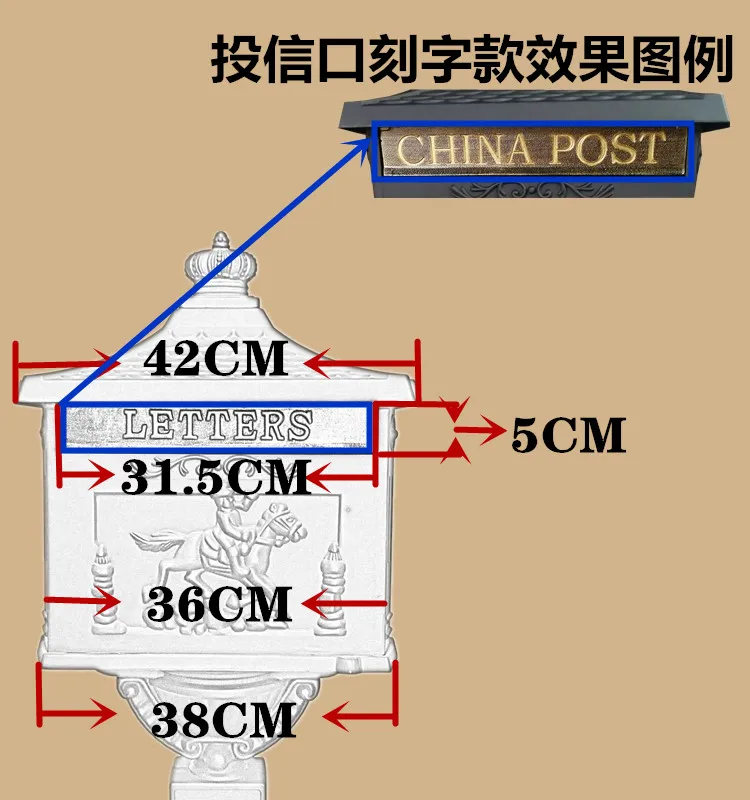 Вертикальный почтовый ящик алюминиевый сплав металла вертикально Post буквами поле загородный чугун сад открытый питания