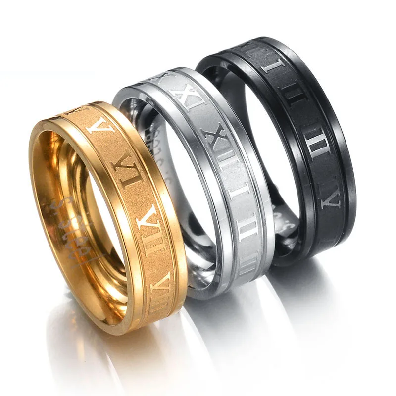 New Fashion Simple Famous Brand Roman Numeral Ring 316 L Stainless 