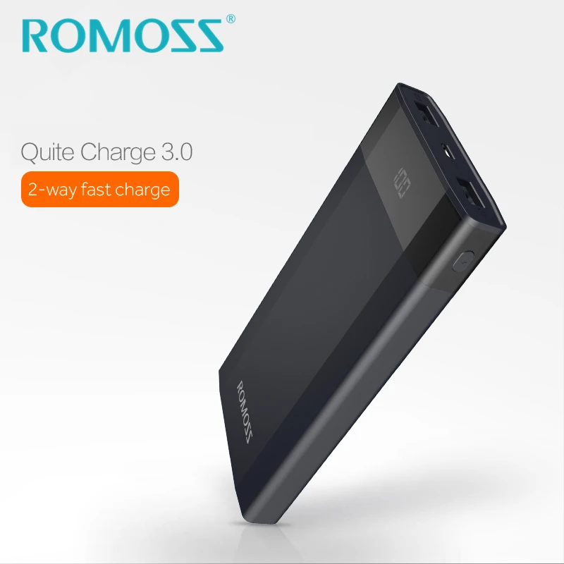 ROMOSS 10000 мАч DP10 внешний аккумулятор Quick Charge 3 0 светодиодный дисплей 2 USB QC3.0|original